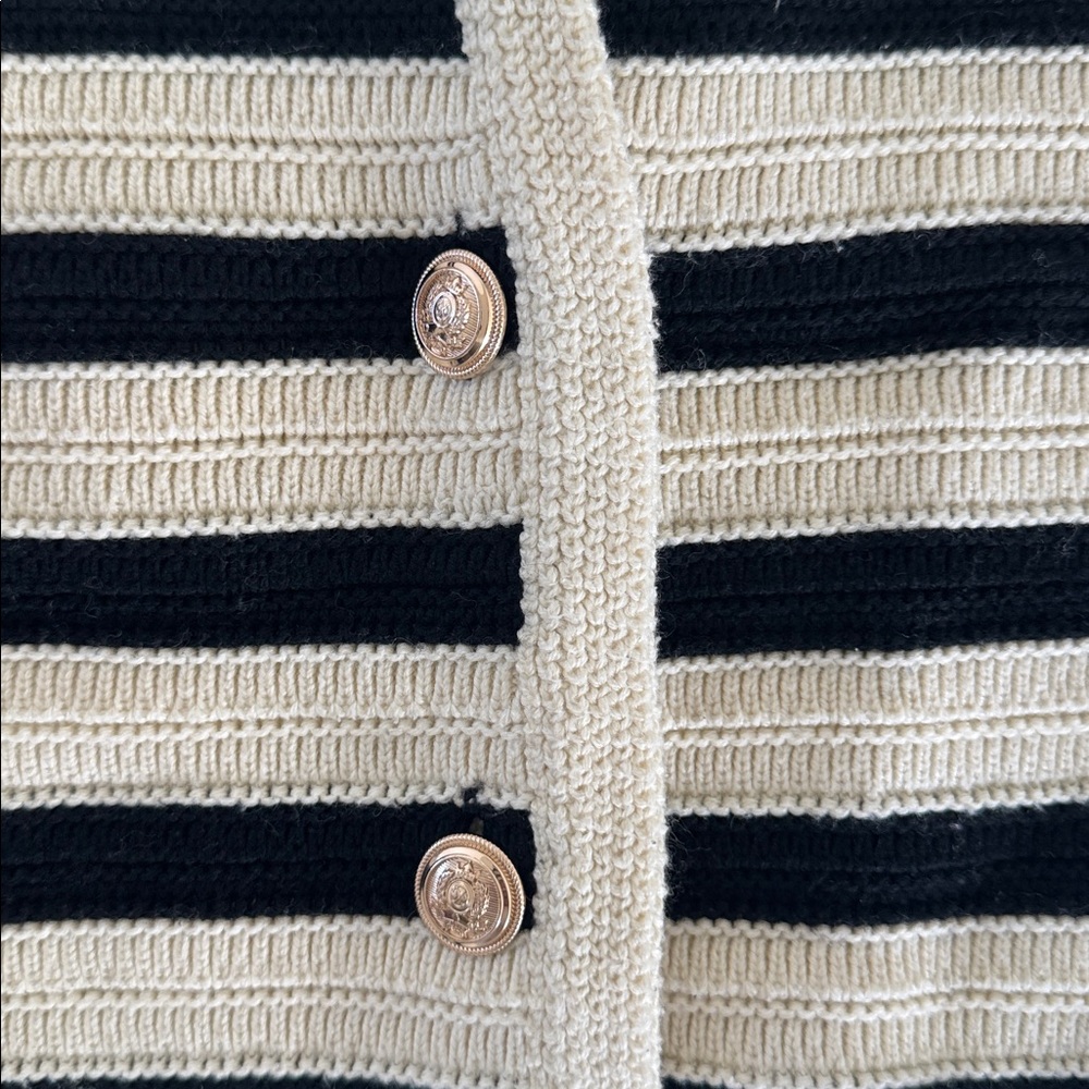 Black and Cream Striped Cardigan - Picture 6 of 9